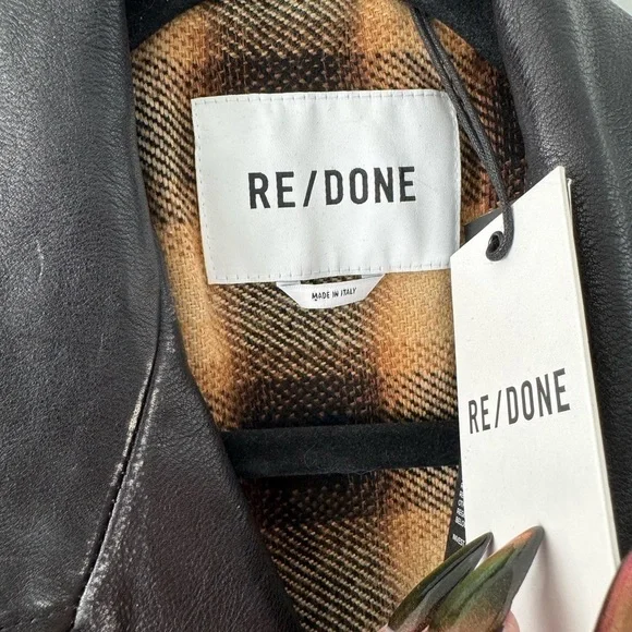 RE/DONE Black Leather Classic Moto Jacket - Picture 10 of 11